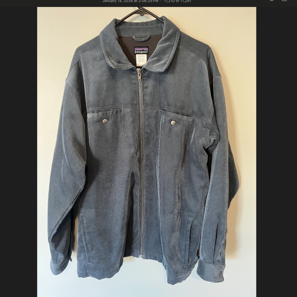 Patagonia Cord Warmer Jacket - Blue w/ fleece lining